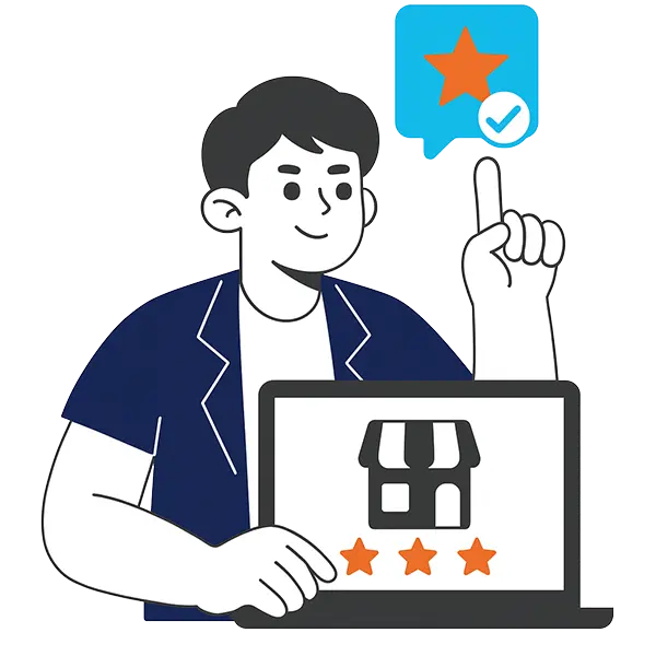 illustrated man optimizing his google business profile